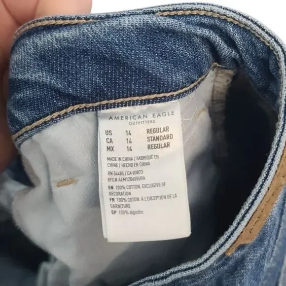 American Eagle Outfitters Ripped Blue Straight Leg Jeans - Picture 7 of 7